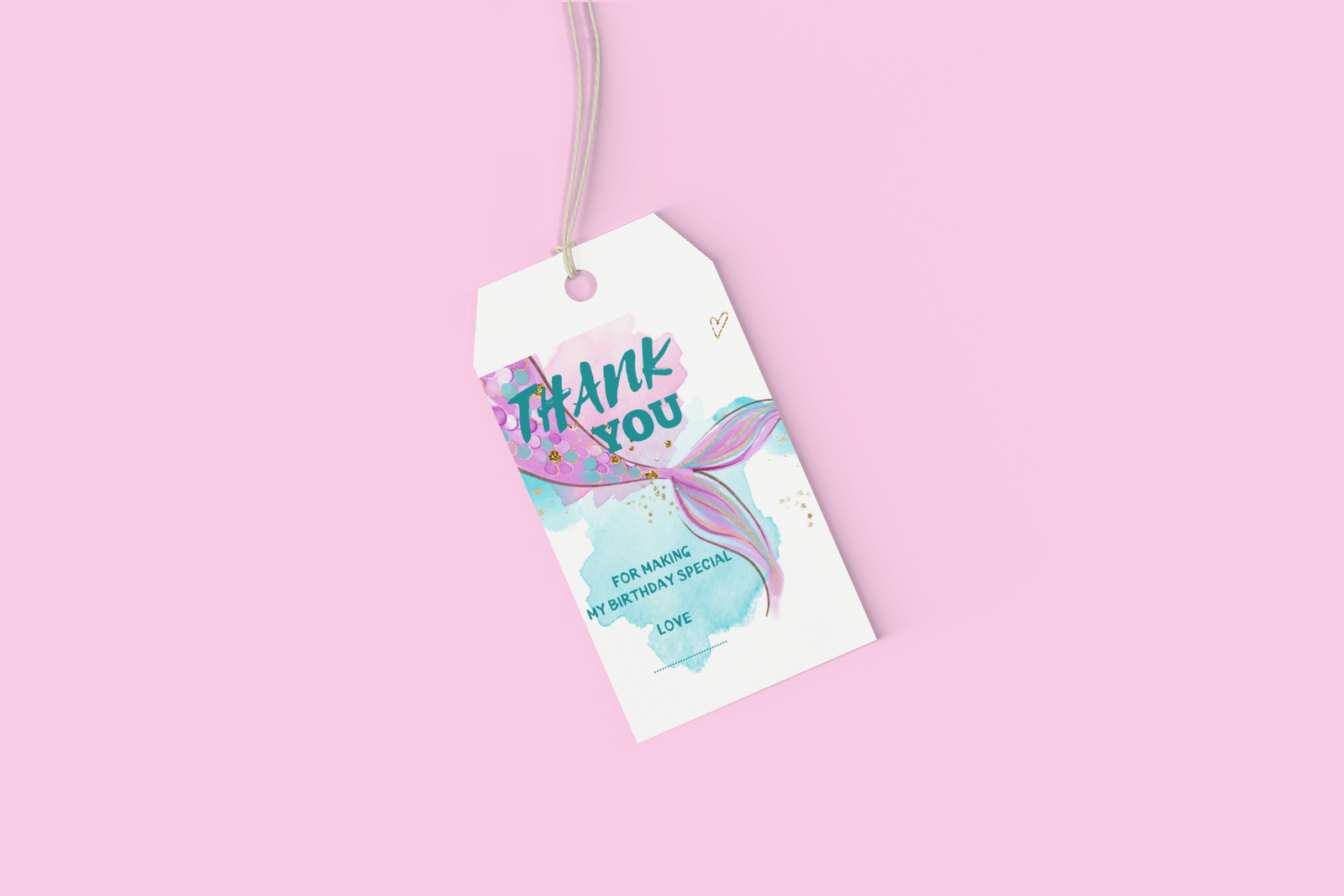 Mermaid Theme Birthday Favour Tags (2 x 3.5 inches/250 GSM Cardstock/Multicolour/30Pcs)