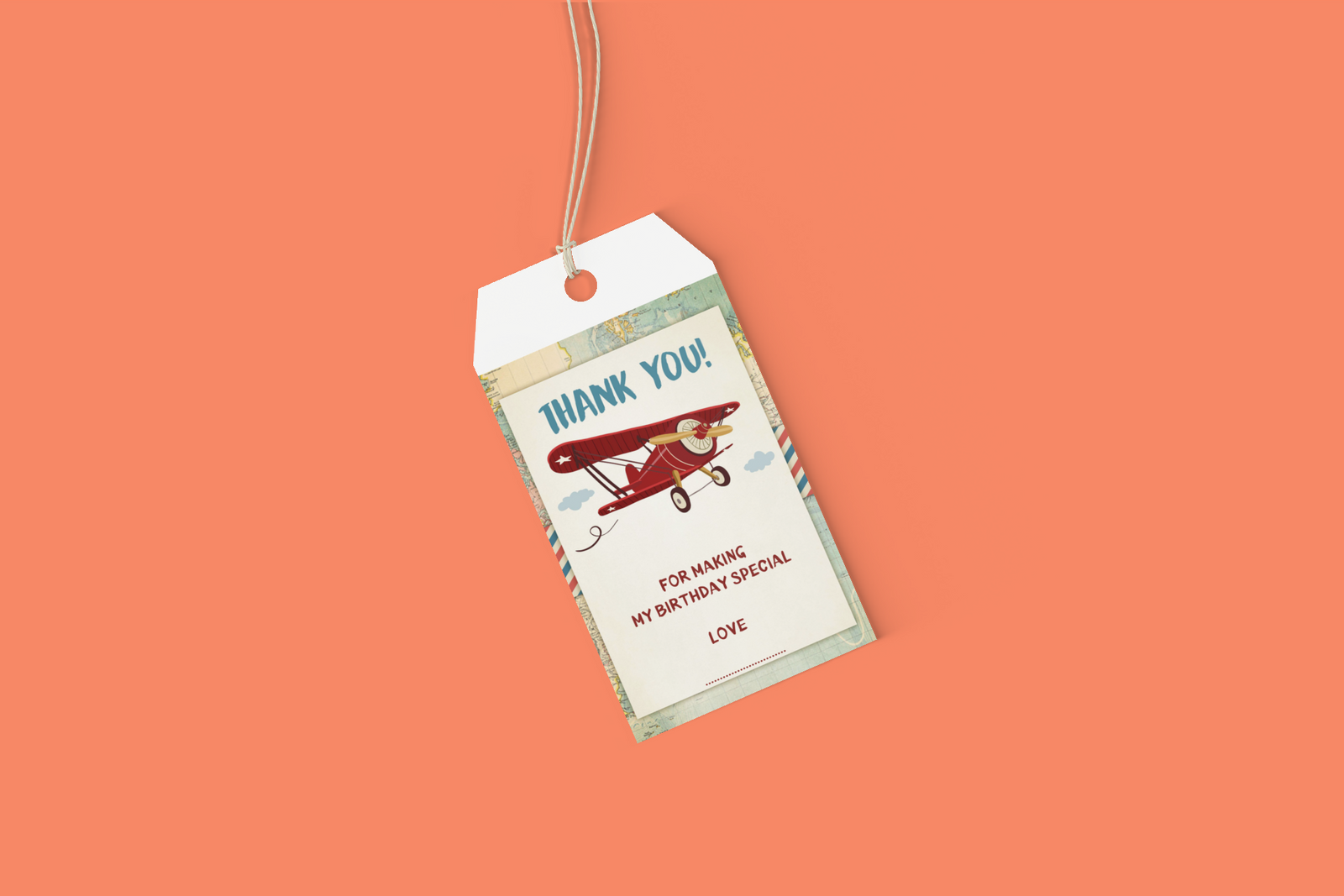 Aeroplane Theme Birthday Favour Tags (2 x 3.5 inches/250 GSM Cardstock/Multicolour/30Pcs)
