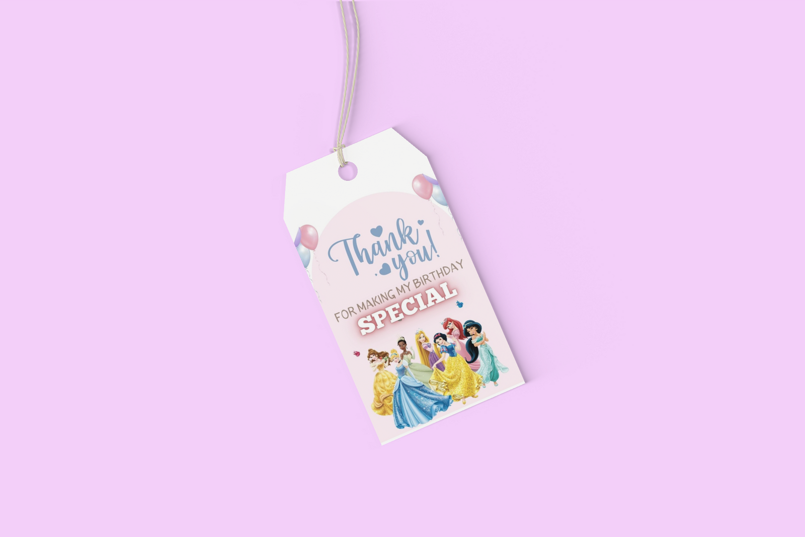 Princess Theme Birthday Favour Tags (2 x 3.5 inches/250 GSM Cardstock/Mixcolour/30Pcs)