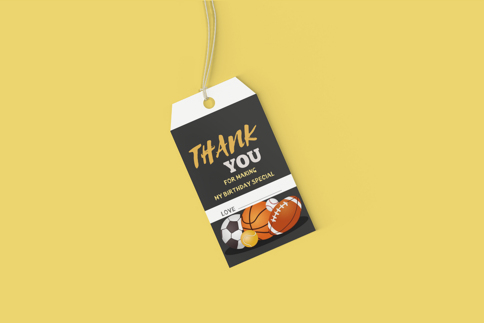 Sports Theme Birthday Favour Tags (2 x 3.5 inches/250 GSM Cardstock/Multicolour/30Pcs)