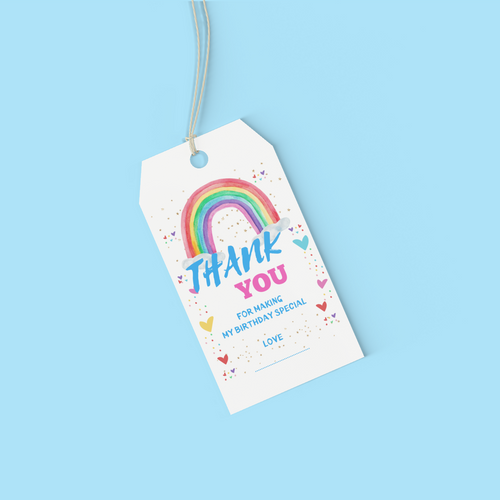 Load image into Gallery viewer, Rainbow Theme Birthday Favour Tags (2 x 3.5 inches/250 GSM Cardstock/Multicolour/30Pcs)
