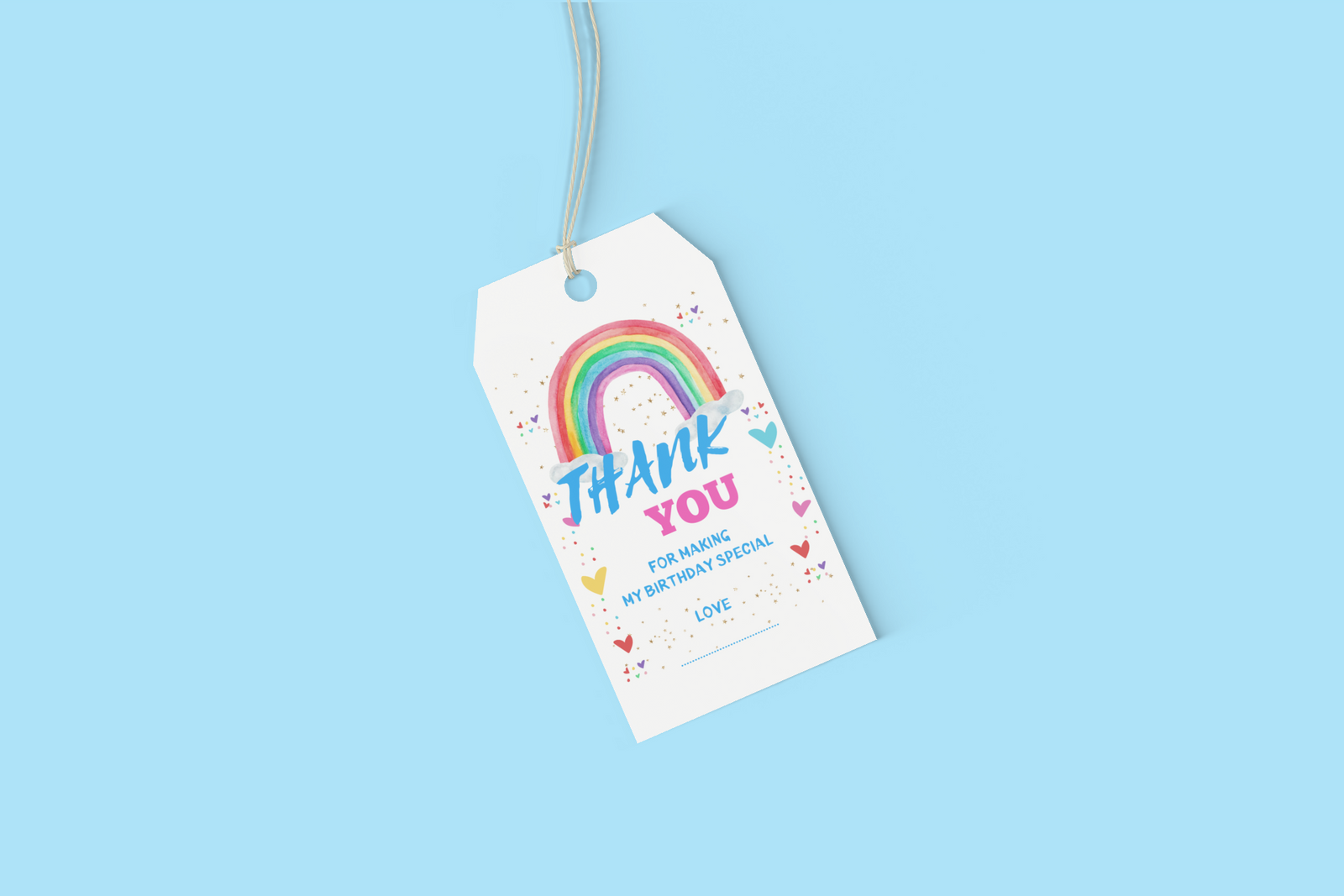 Rainbow Theme Birthday Favour Tags (2 x 3.5 inches/250 GSM Cardstock/Multicolour/30Pcs)
