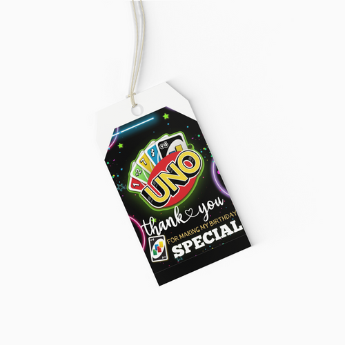 Load image into Gallery viewer, Uno Card Theme Birthday Favour Tags (2 x 3.5 inches/250 GSM Cardstock/Mixcolour/30Pcs)
