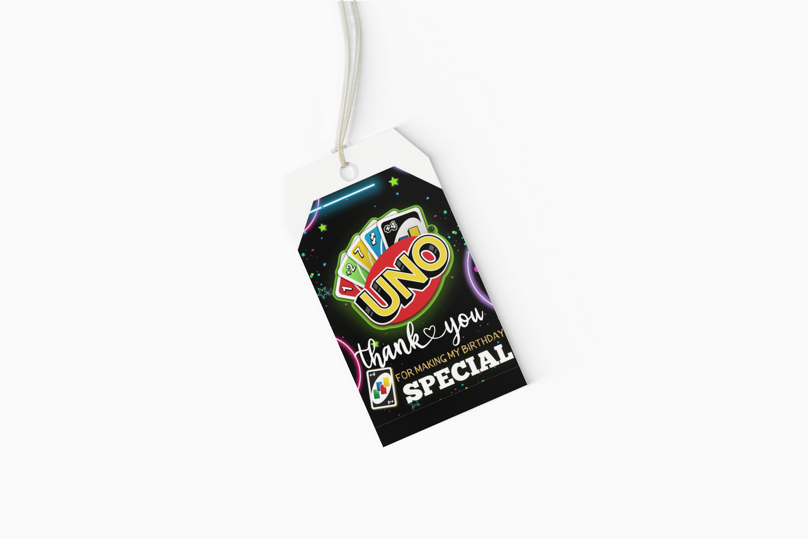 Uno Card Theme Birthday Favour Tags (2 x 3.5 inches/250 GSM Cardstock/Mixcolour/30Pcs)