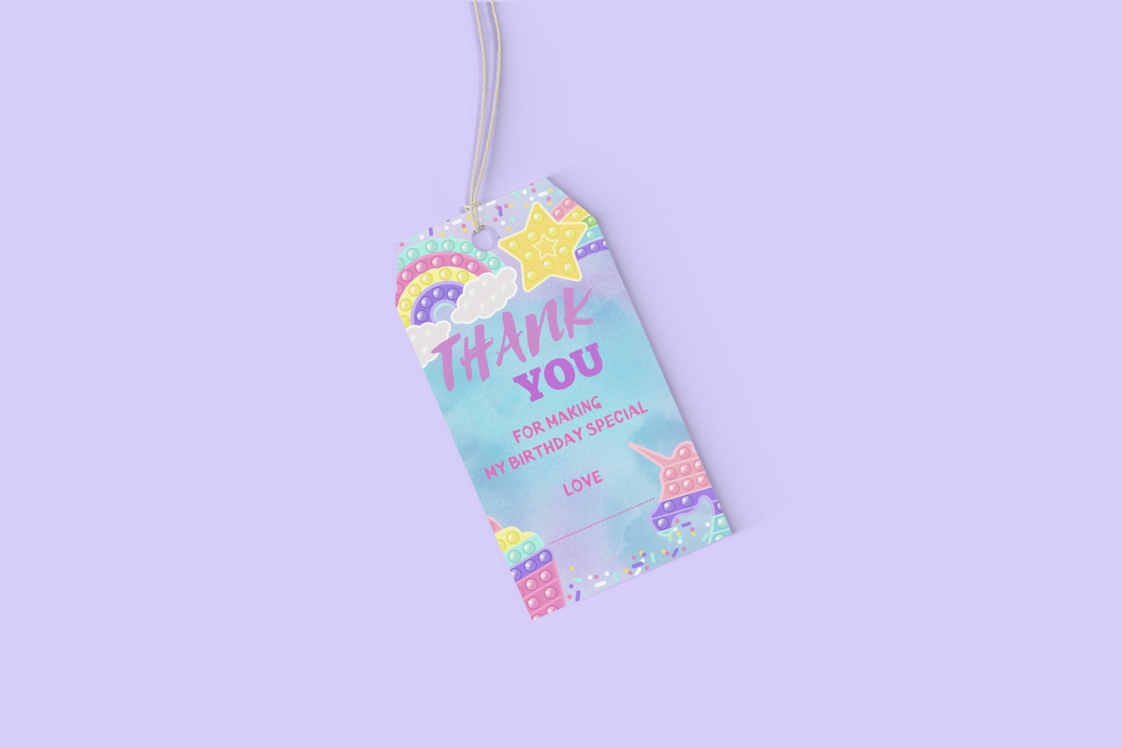 Pop It Theme Birthday Favour Tags (2 x 3.5 inches/250 GSM Cardstock/Multicolour/30Pcs)