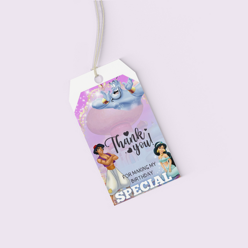 Load image into Gallery viewer, Aladdin Theme Birthday Favour Tags (2 x 3.5 inches/250 GSM Cardstock/Mixcolour/30Pcs)
