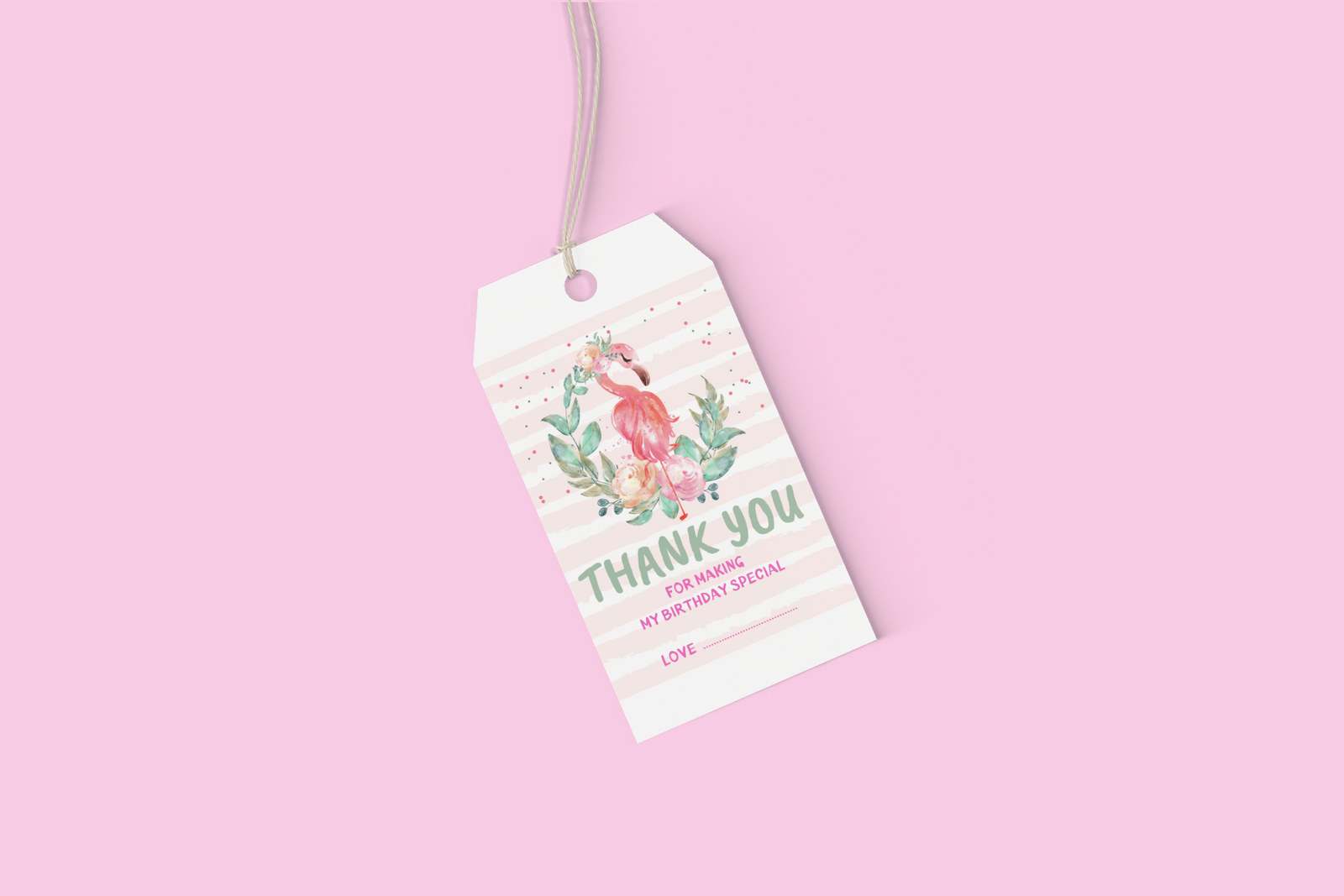 Flamingo Theme Birthday Favour Tags (2 x 3.5 inches/250 GSM Cardstock/Multicolour/30Pcs)