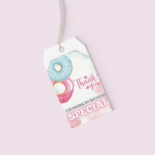 Load image into Gallery viewer, Doughnut Theme Model 2 Birthday Favour Tags (2 x 3.5 inches/250 GSM Cardstock/Mixcolour/30Pcs)

