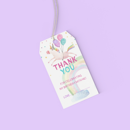 Load image into Gallery viewer, Unicorn Theme Birthday Favour Tags (2 x 3.5 inches/250 GSM Cardstock/Multicolour/30Pcs)
