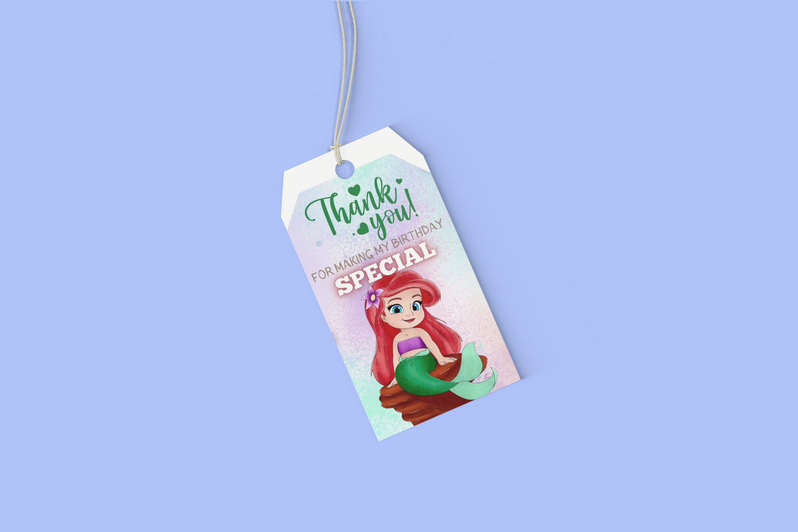 Little Mermaid Theme Birthday Favour Tags (2 x 3.5 inches/250 GSM Cardstock/Mixcolour/30Pcs)