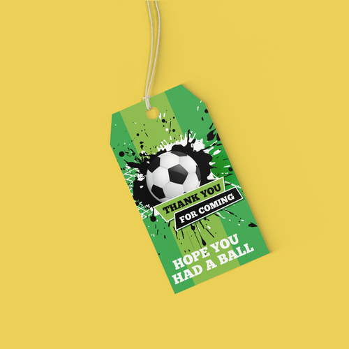 Load image into Gallery viewer, Football Theme Birthday Favour Tags (2 x 3.5 inches/250 GSM Cardstock/Black, White, Green, Dark Green/30Pcs)
