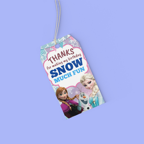 Load image into Gallery viewer, Frozen Theme Birthday Favour Tags (2 x 3.5 inches/250 GSM Cardstock/Multicolour/30Pcs)
