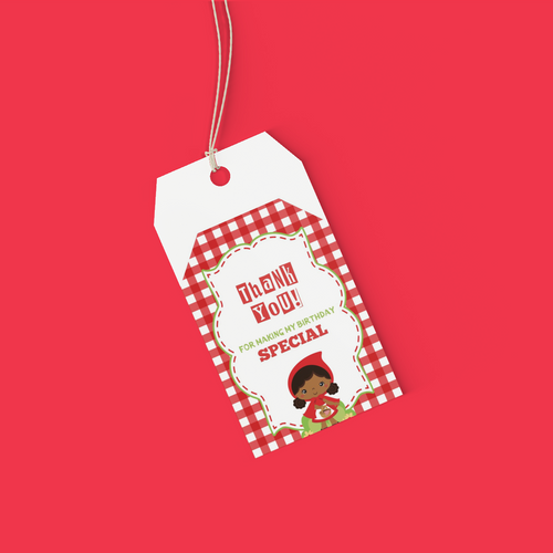 Load image into Gallery viewer, Little Red Riding Hood Theme Birthday Favour Tags (2 x 3.5 inches/250 GSM Cardstock/Mixcolour/30Pcs)
