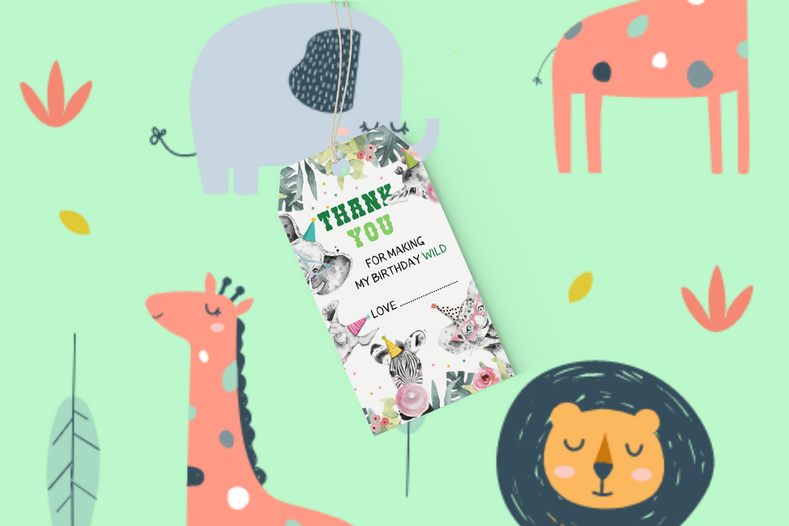Jungle Theme Birthday Favour Tags (2 x 3.5 inches/250 GSM Cardstock/Multicolour/30Pcs)
