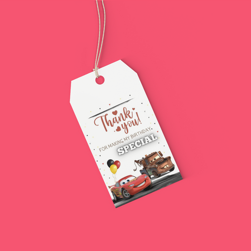 Load image into Gallery viewer, Disney Car Theme Birthday Favour Tags (2 x 3.5 inches/250 GSM Cardstock/Mixcolour/30Pcs)
