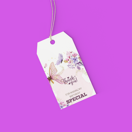Load image into Gallery viewer, Butterfly Theme Birthday Favour Tags (2 x 3.5 inches/250 GSM Cardstock/Mixcolour/30Pcs)
