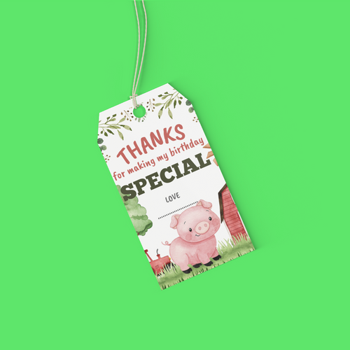 Load image into Gallery viewer, Farm House Theme Birthday Favour Tags (2 x 3.5 inches/250 GSM Cardstock/Mixcolour/30Pcs)
