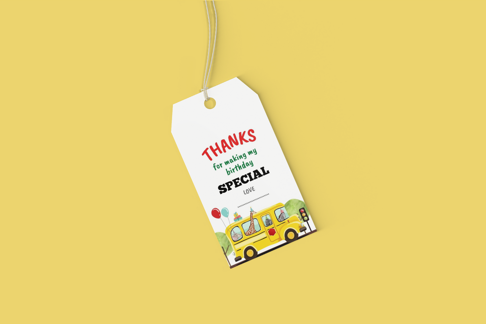 Weels On The Bus Theme Birthday Favour Tags (2 x 3.5 inches/250 GSM Cardstock/Mixcolour/30Pcs)