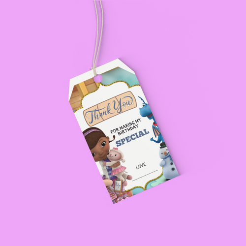 Load image into Gallery viewer, Doc McStuffins Theme Birthday Favour Tags (2 x 3.5 inches/250 GSM Cardstock/Mixcolour/30Pcs)
