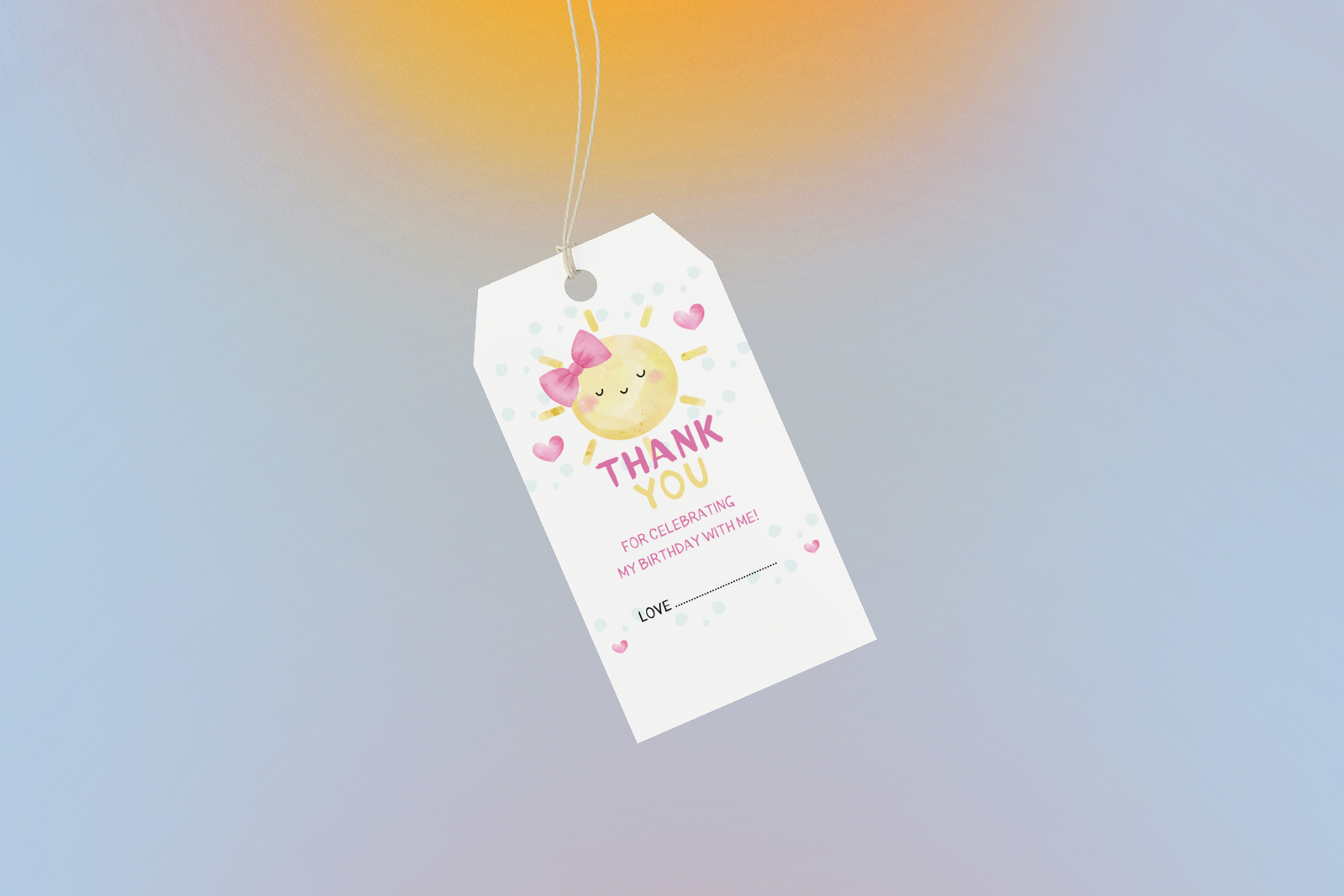 Sunsine Theme Model 2 Birthday Favour Tags (2 x 3.5 inches/250 GSM Cardstock/Multicolour/30Pcs)