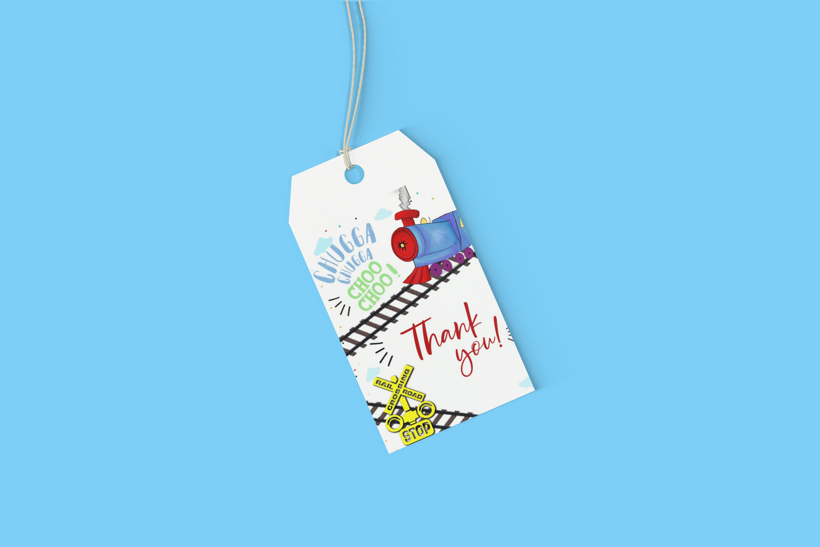 Train Theme Model 2 Birthday Favour Tags (2 x 3.5 inches/250 GSM Cardstock/Multicolour/30Pcs)