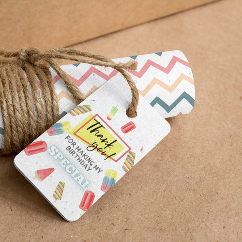 Load image into Gallery viewer, Ice Cream Theme Birthday Favour Tags (2 x 3.5 inches/250 GSM Cardstock/Mixcolour/30Pcs)
