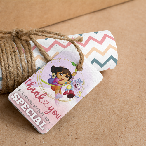 Load image into Gallery viewer, Dora Theme Birthday Favour Tags (2 x 3.5 inches/250 GSM Cardstock/Mixcolour/30Pcs)
