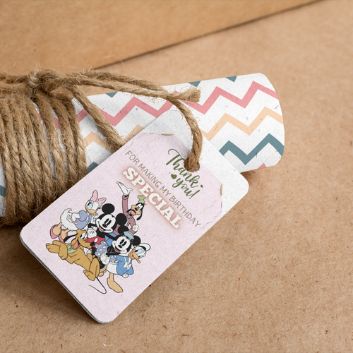 Load image into Gallery viewer, Mickey Club House Theme Birthday Favour Tags (2 x 3.5 inches/250 GSM Cardstock/Mixcolour/30Pcs)
