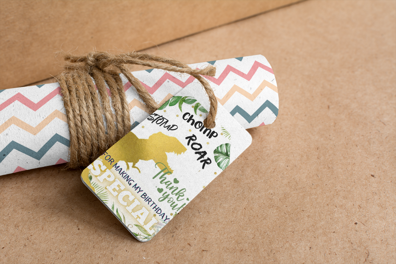 Dinosaur Theme Model 2 Birthday Favour Tags (2 x 3.5 inches/250 GSM Cardstock/Multicolour/30Pcs)