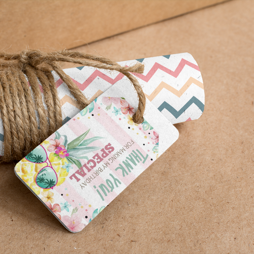 Load image into Gallery viewer, Hawaiin Theme Birthday Favour Tags (2 x 3.5 inches/250 GSM Cardstock/Mixcolour/30Pcs)
