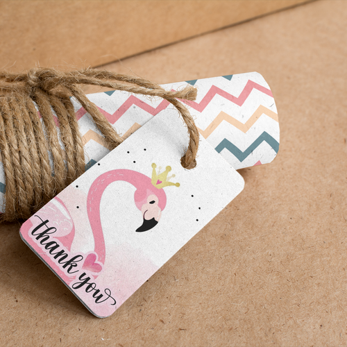 Load image into Gallery viewer, Flamingo Theme Model 2 Birthday Favour Tags (2 x 3.5 inches/250 GSM Cardstock/Mixcolour/30Pcs)
