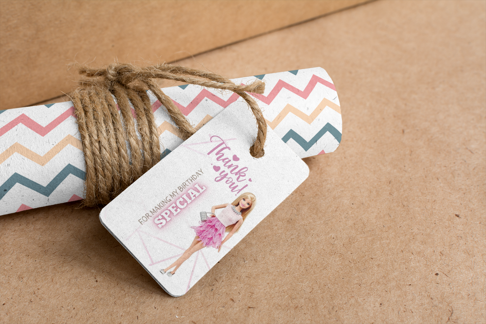 Barbie Pink Theme Birthday Favour Tags (2 x 3.5 inches/250 GSM Cardstock/Purple, pink, and White/30Pcs)