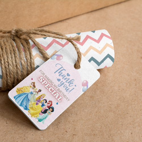 Load image into Gallery viewer, Princess Theme Birthday Favour Tags (2 x 3.5 inches/250 GSM Cardstock/Mixcolour/30Pcs)
