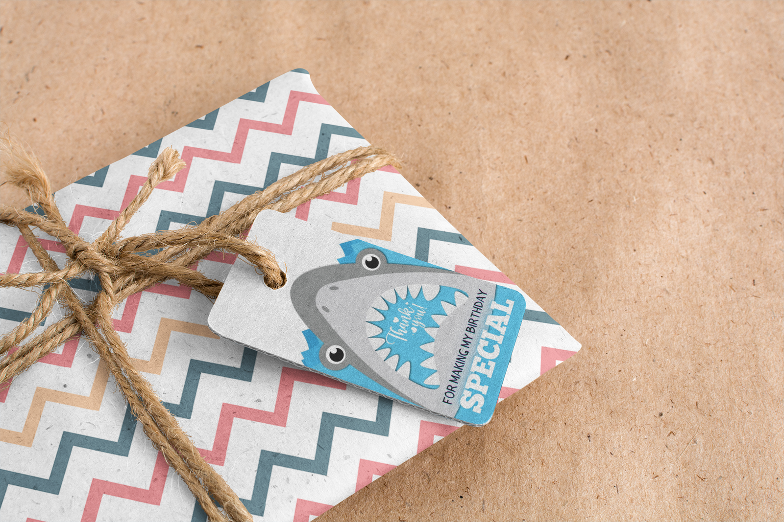 Shark Theme Birthday Favour Tags (2 x 3.5 inches/250 GSM Cardstock/Gray, White, Light Blue, Black/30Pcs)