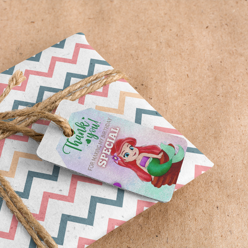 Load image into Gallery viewer, Little Mermaid Theme Birthday Favour Tags (2 x 3.5 inches/250 GSM Cardstock/Mixcolour/30Pcs)
