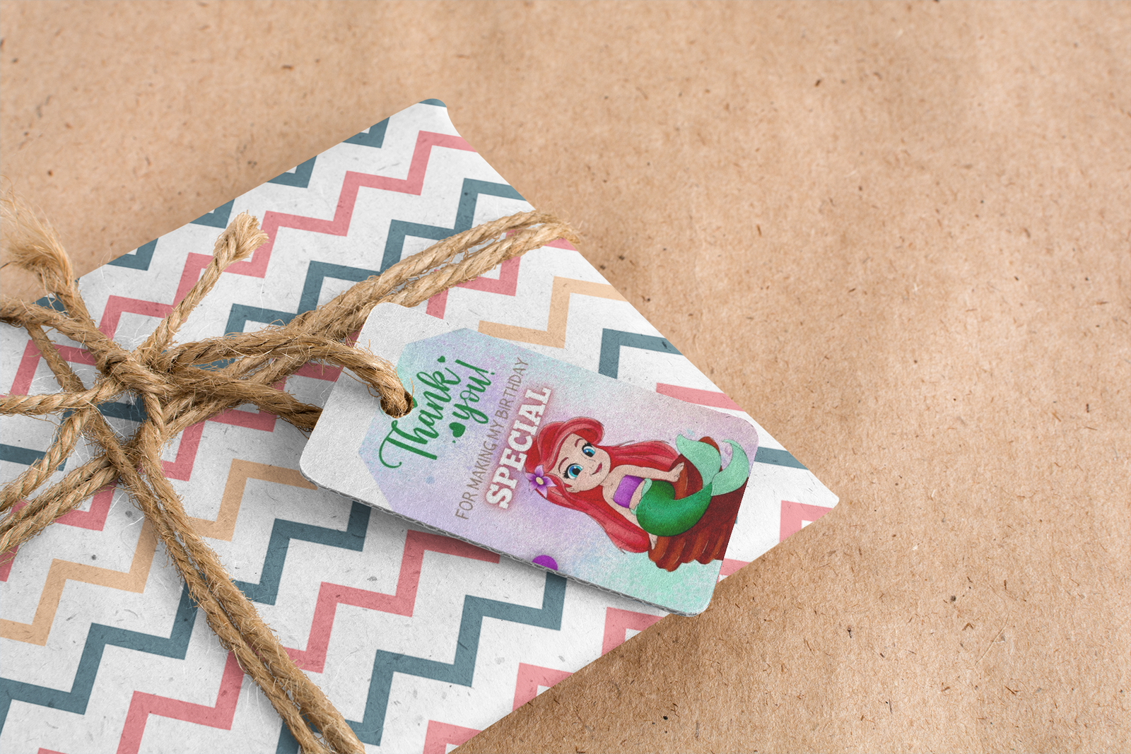 Little Mermaid Theme Birthday Favour Tags (2 x 3.5 inches/250 GSM Cardstock/Mixcolour/30Pcs)