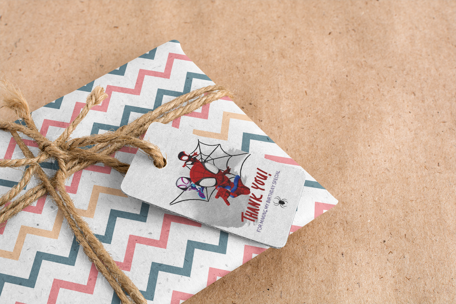 Spider Man Theme Birthday Favour Tags (2 x 3.5 inches/250 GSM Cardstock/Multicolour/30Pcs)