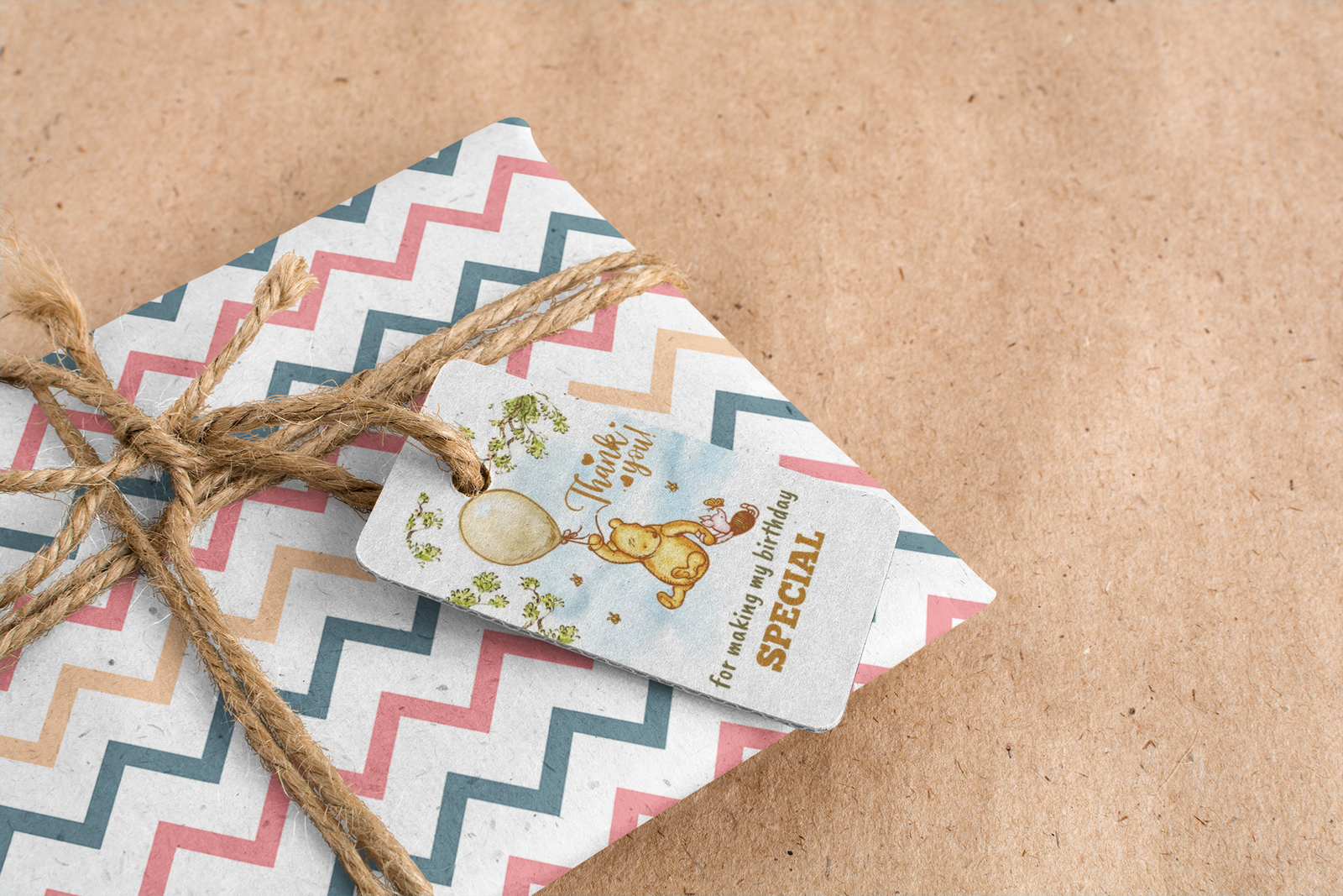 Winnie The Pooh Theme Birthday Favour Tags (2 x 3.5 inches/250 GSM Cardstock/Green, Brown, Light blue, White/30Pcs)