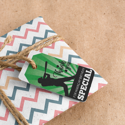 Load image into Gallery viewer, Baseball Theme Birthday Favour Tags (2 x 3.5 inches/250 GSM Cardstock/Black, White, Green &amp; Light Green/30Pcs)
