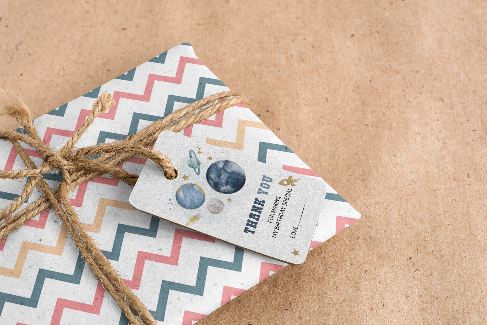 Space Theme Birthday Favour Tags (2 x 3.5 inches/250 GSM Cardstock/Blue, White, Gold/30Pcs)
