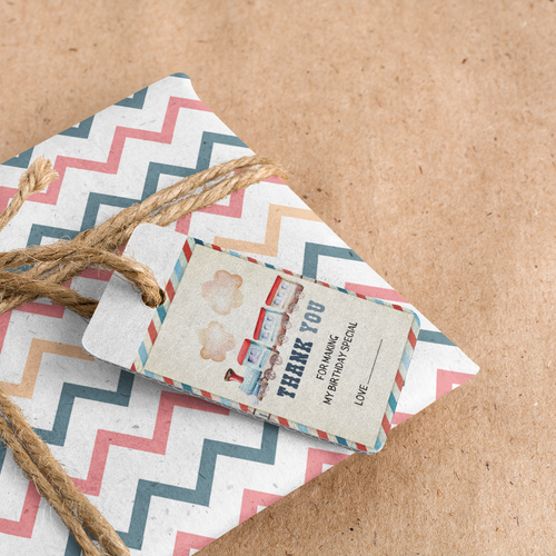 Load image into Gallery viewer, Train Theme Birthday Favour Tags (2 x 3.5 inches/250 GSM Cardstock/Multicolour/30Pcs)
