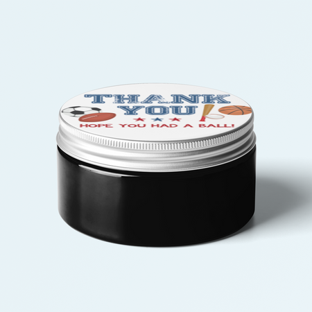 Sport Theme- Return Gift/birthday decor Thankyou Sticker (6 CM/Sticker/Mixcolour/24Pcs)