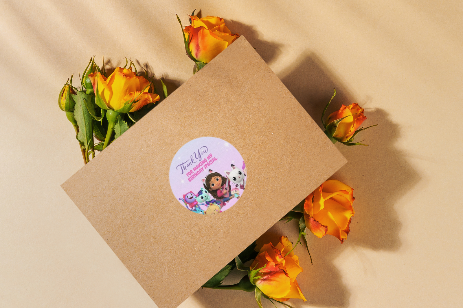 Gabby Dollhouse Theme- Return Gift/birthday decor Thankyou Sticker (6 CM/Sticker/Mixcolour/24Pcs)