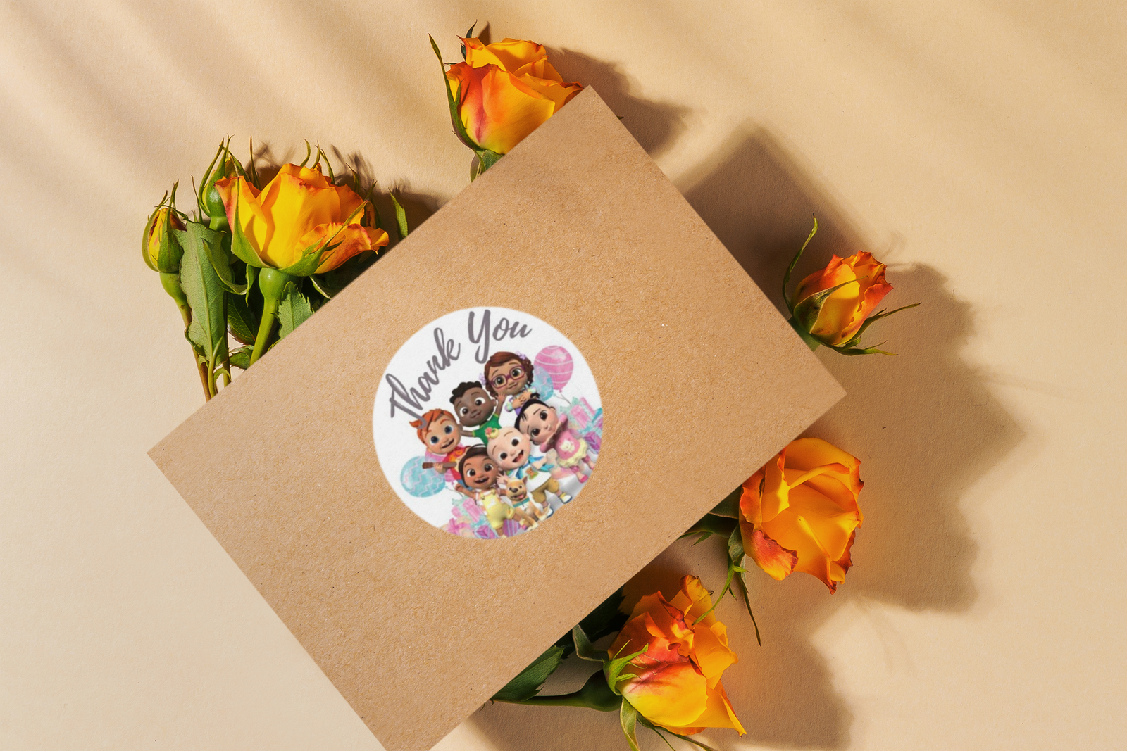 Cocomelon Theme- Return Gift/birthday decor Thankyou Sticker (6 CM/Sticker/Multicolour/24Pcs)