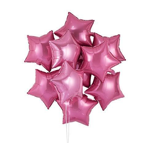 Load image into Gallery viewer, 18″ Dark Pink Star Foil Balloon for Birthday Party, Anniversary Pack of 10
