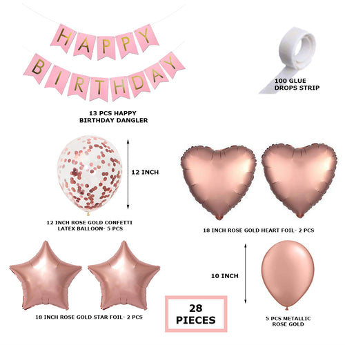 Load image into Gallery viewer, Birthday Decoration DIY Kit Rose Gold Confetti, Metallic Rose Gold, Rose Gold Heart Foil
