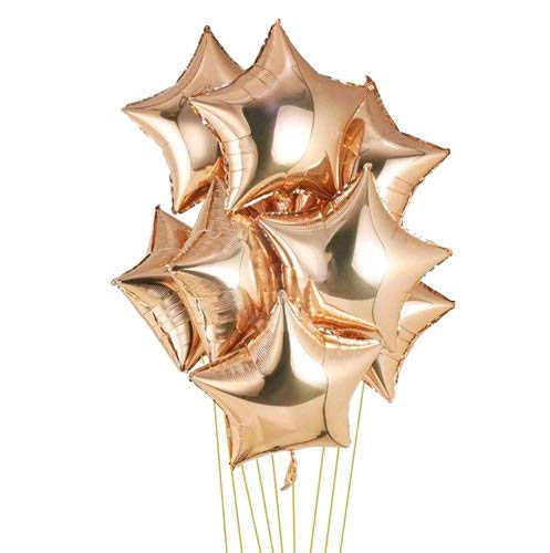5″ Rose Gold Star Foil Balloon for Birthday Party, Anniversary Pack of 10