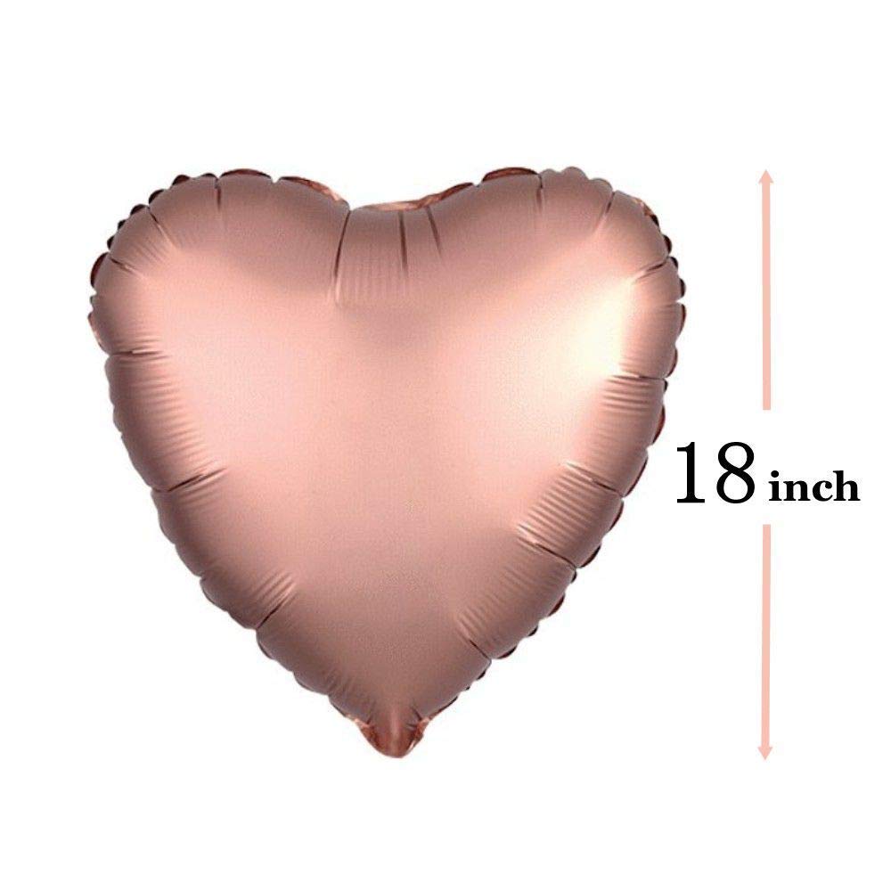 Rose Gold Heart Shape Foil Balloon 18″ inch for Anniversary, Valentine Party &amp; Happy Birthday Party Pack of 10