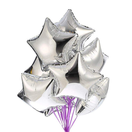 Party Decor Mall Star Silver 10" inch Foil Balloon for Birthday Party, Anniversary &amp; Valentine Party Pack of 10