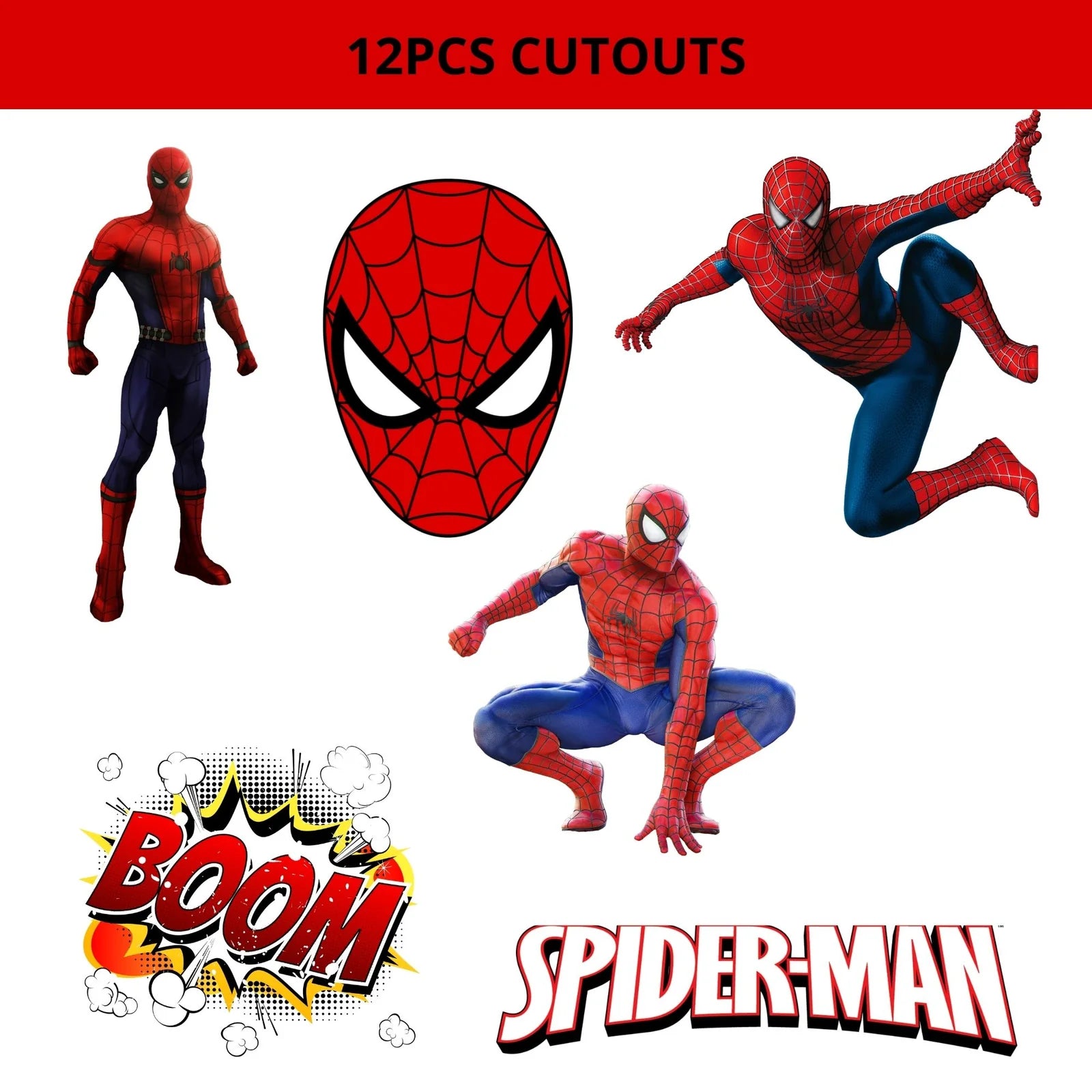 Spider Superhero Adventure Birthday Party Decorations - Banner, Cutouts, (6 Inches/250 GSM Cardstock/Mixcolour/25Pcs)
